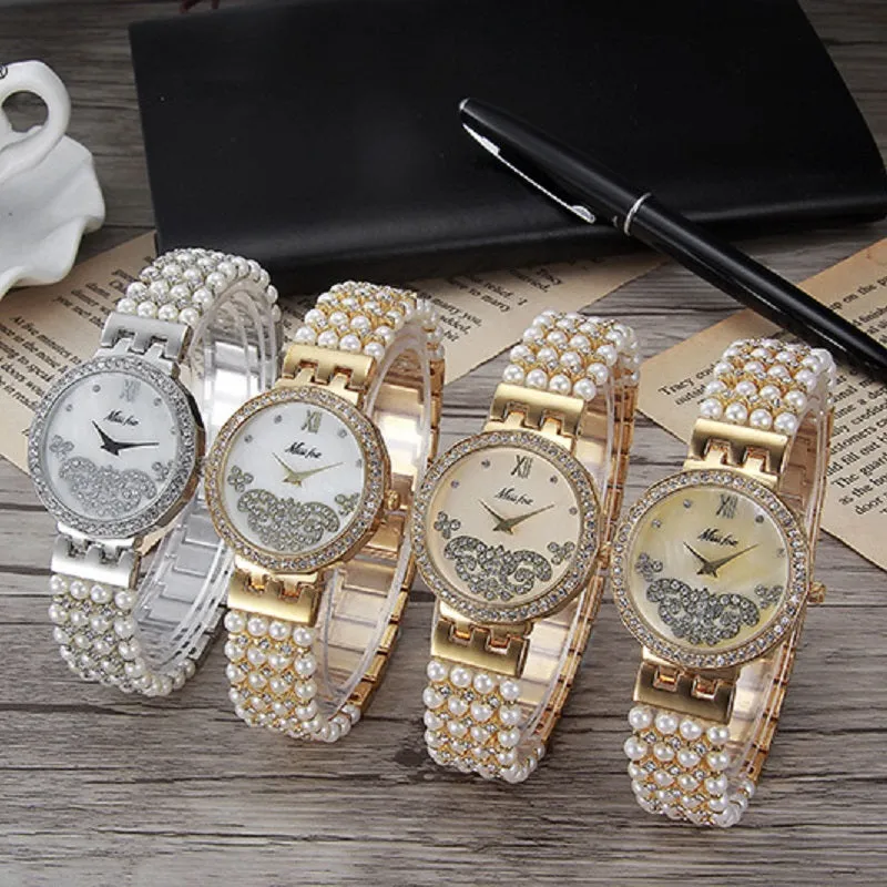 Pearl Strap Flower Dial Women's Watch