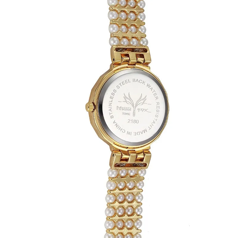 Pearl Strap Flower Dial Women's Watch