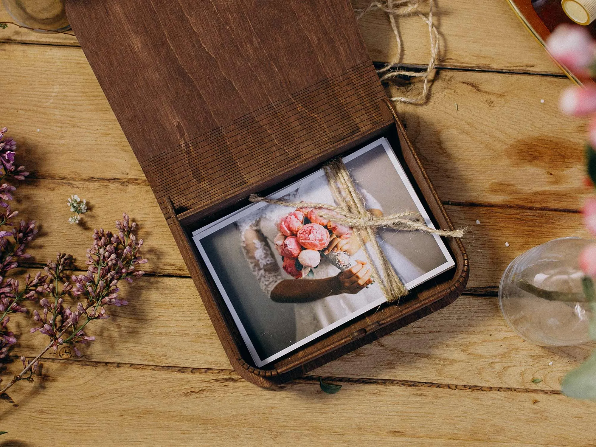 Personalized Wooden Photo Box in Vintage Style for Photo Storage