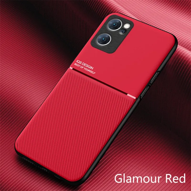 Phone Case For OPPO Find X5 Lite 5G Silicone Magnetic Holder PlateSoft Leather Back Cover