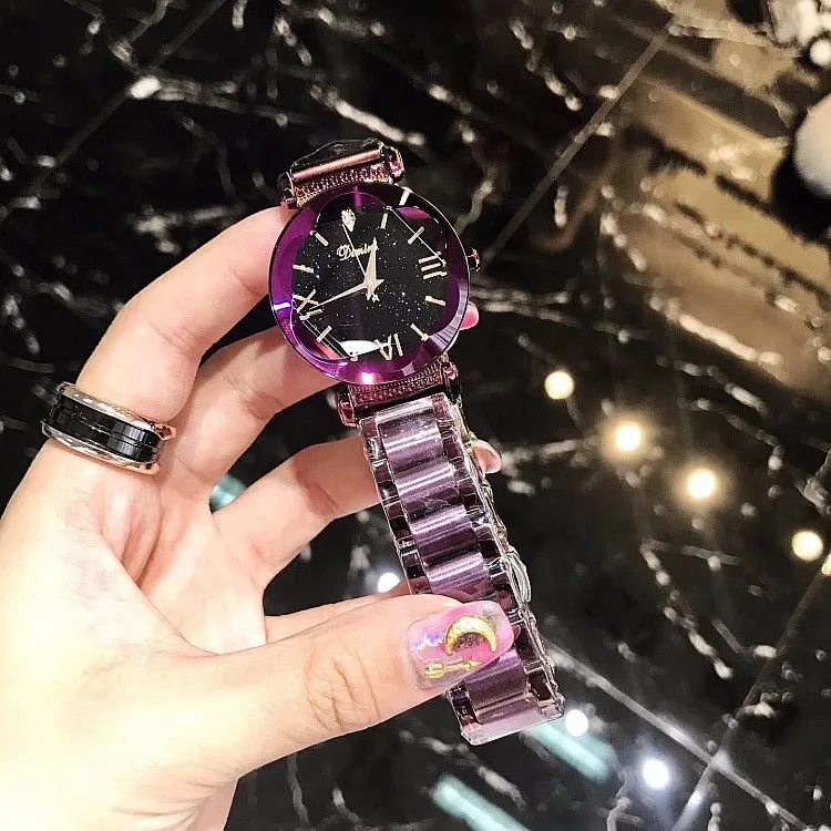 Plum-shaped Mirror Starry Dial Women's Watch