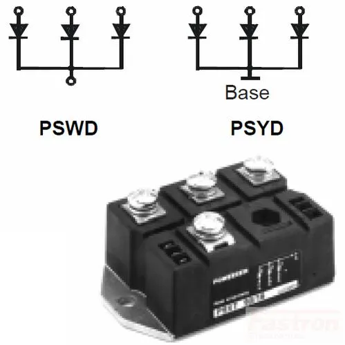 PSWD175/16, 3 Phase Half Wave Rectifier Bridge 175 Amp, 1600V, with Isolated Base</p>