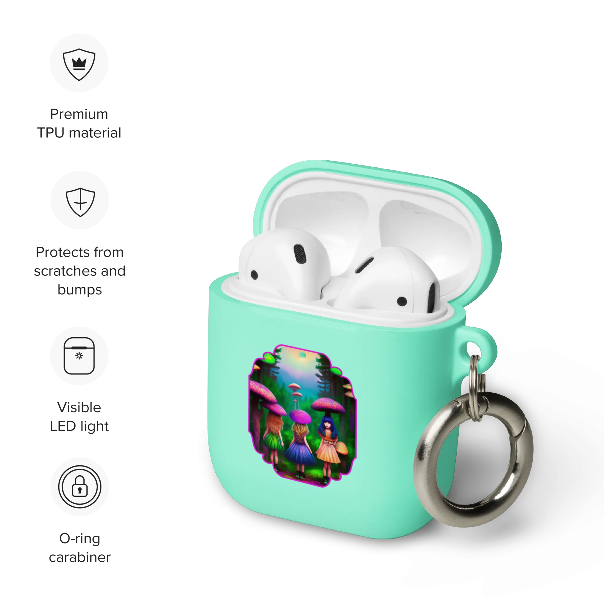 Psychedelic Forest Friends Rubber Case for AirPods® by laurameghan