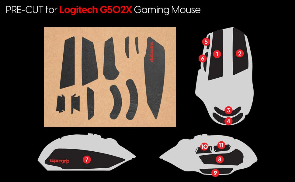 Pulsar Supergrip Grip Tape for Logitech G502X / G502X PLUS Wireless