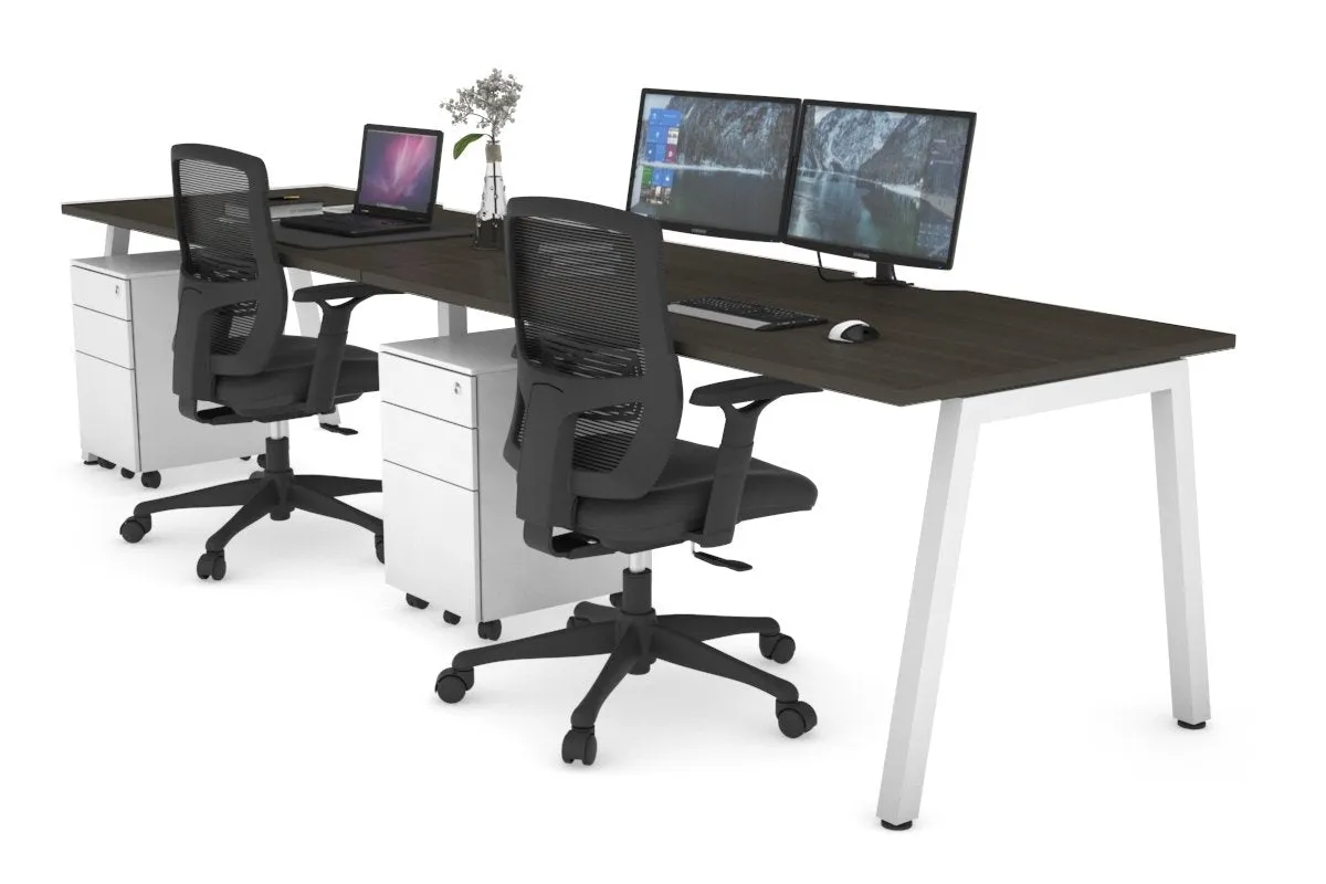 Quadro 2 Person Run Office Workstation [1200L x 800W with Cable Scallop]