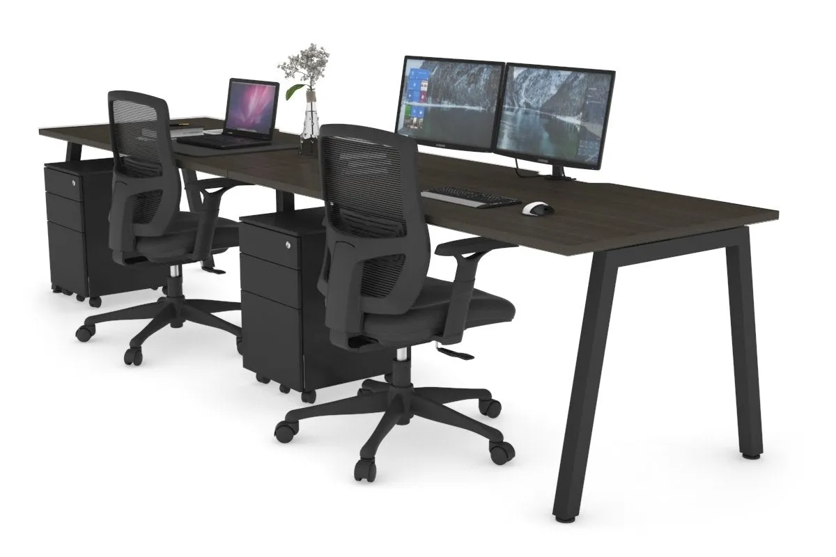 Quadro 2 Person Run Office Workstation [1200L x 800W with Cable Scallop]