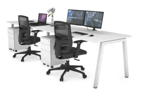 Quadro 2 Person Run Office Workstation [1200L x 800W with Cable Scallop]