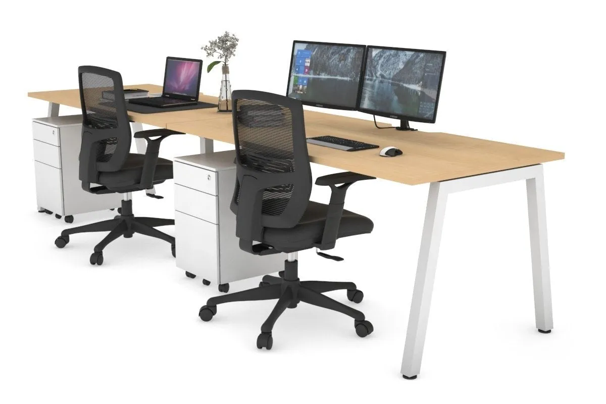 Quadro 2 Person Run Office Workstation [1200L x 800W with Cable Scallop]