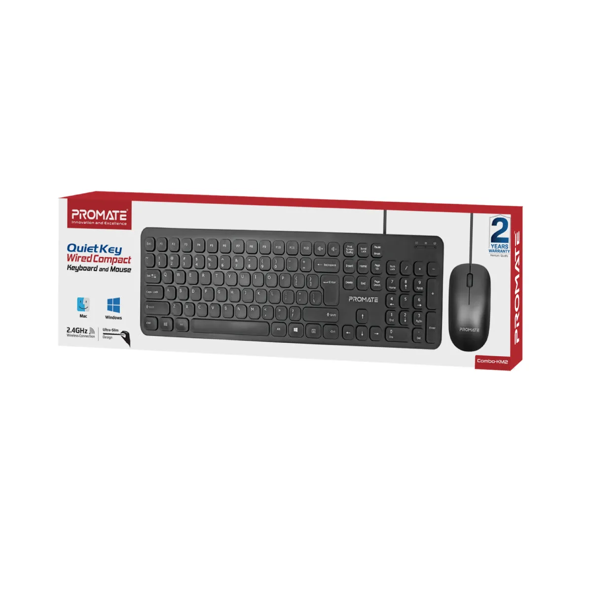 Quiet Key Wired Compact KeyBoard & Mouse