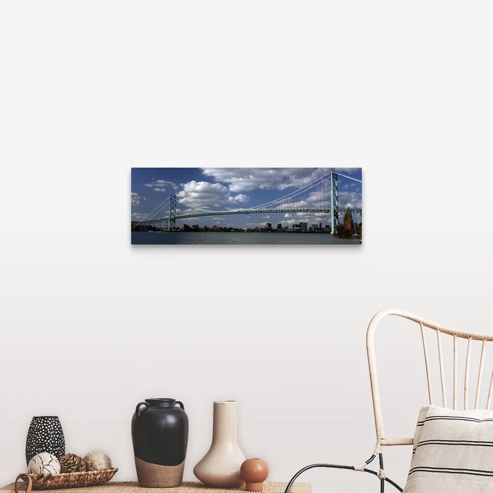 "Bridge across a river, Ambassador Bridge, Detroit River, Detroit, Wayne Count" Canvas Wall Art