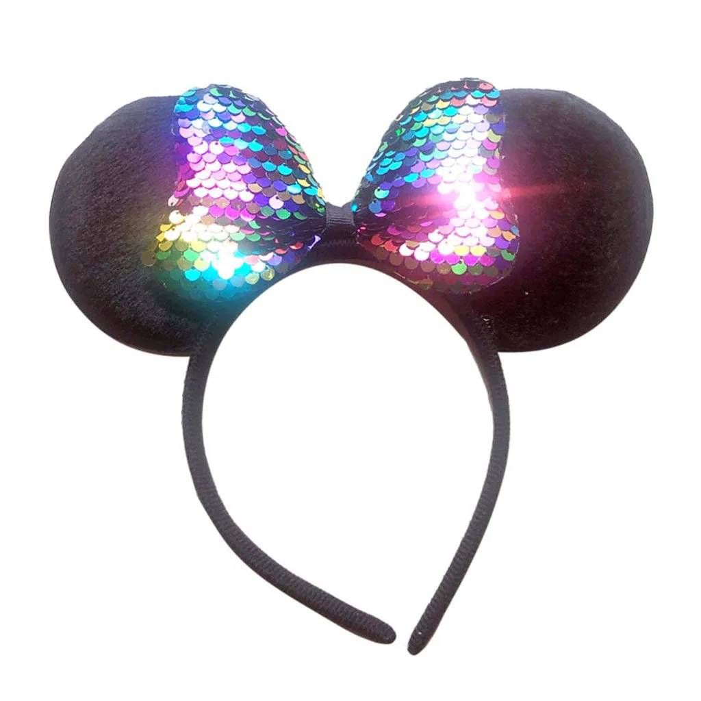 Rainbow Sequined Minnie Mouse Ears