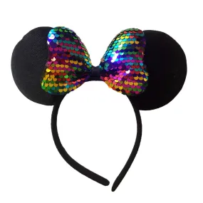 Rainbow Sequined Minnie Mouse Ears