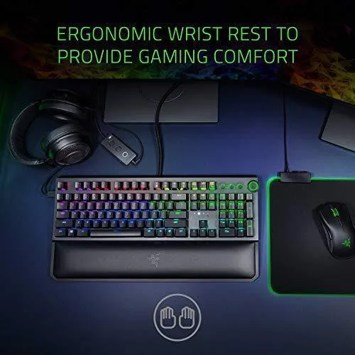 Razer BlackWidow Elite Mechanical Gaming Keyboard: Green Mechanical Switches - Tactile & Clicky - Chroma RGB Lighting - Magnetic Wrist Rest - Dedicated Media Keys & Dial - USB Passthrough