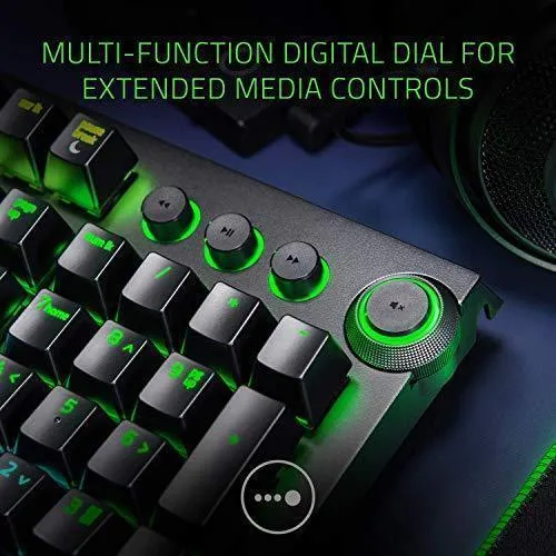 Razer BlackWidow Elite Mechanical Gaming Keyboard: Green Mechanical Switches - Tactile & Clicky - Chroma RGB Lighting - Magnetic Wrist Rest - Dedicated Media Keys & Dial - USB Passthrough