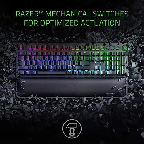 Razer BlackWidow Elite Mechanical Gaming Keyboard: Green Mechanical Switches - Tactile & Clicky - Chroma RGB Lighting - Magnetic Wrist Rest - Dedicated Media Keys & Dial - USB Passthrough