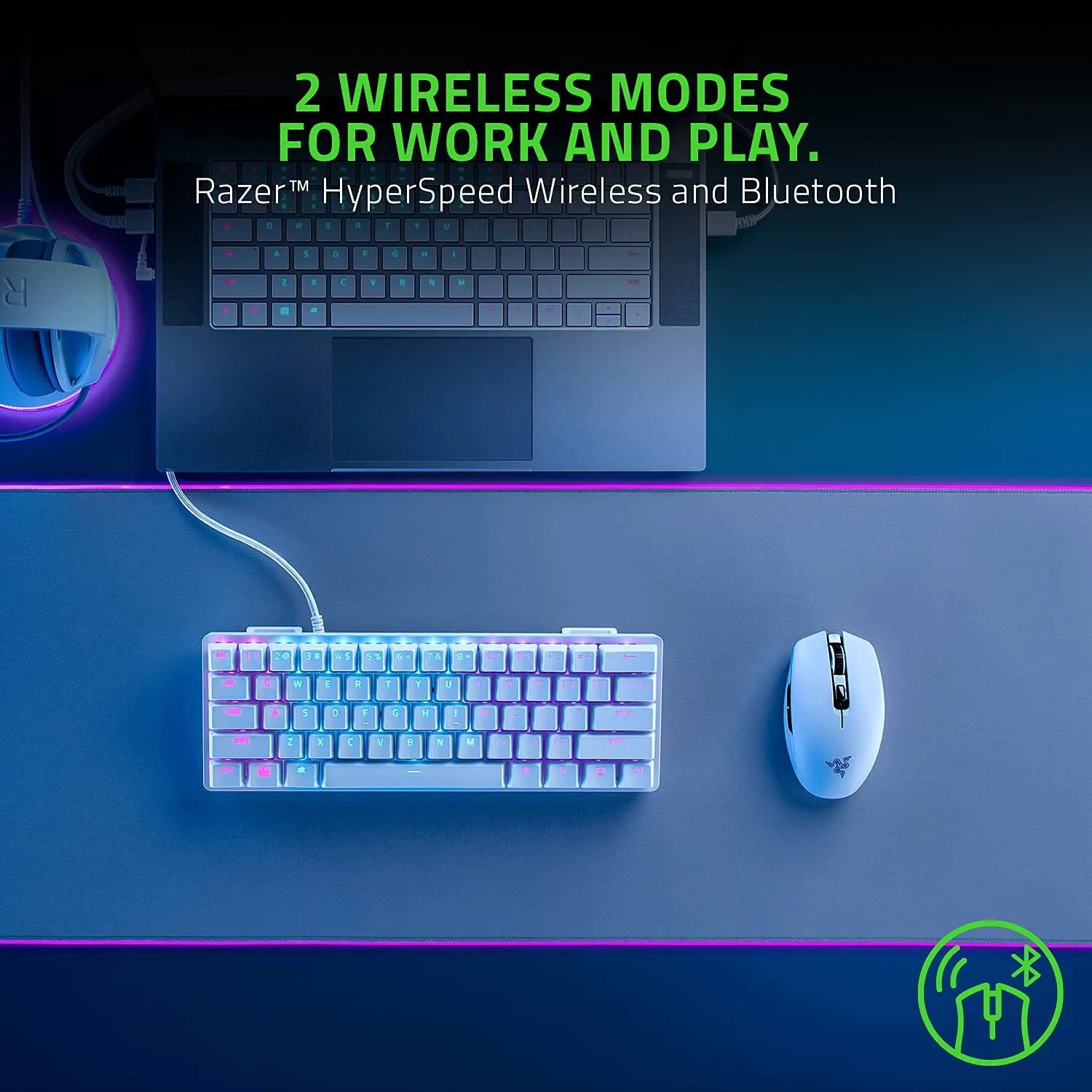 Razer Mouse Orochi V2 - Mobile Wireless Gaming Mouse with up to 950 Hours of Battery Life (Ultra Lightweight Design, 2 Wireless Modes, Mechanical Mouse Switches) White