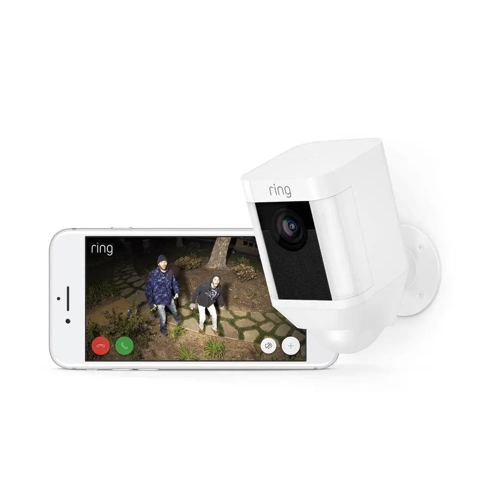 Ring Spotlight Cam Battery Outdoor Security Camera with LED White 1 Cam