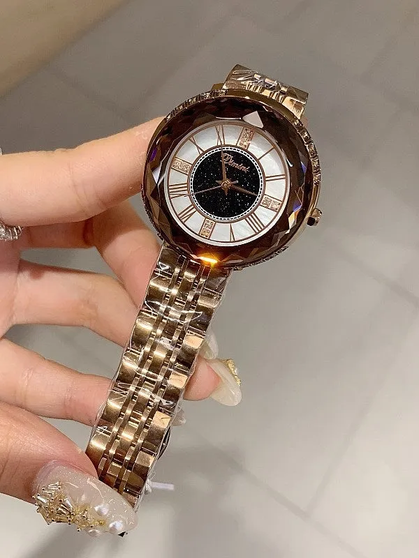 Round Pattern Stainless Steel Women's Watch