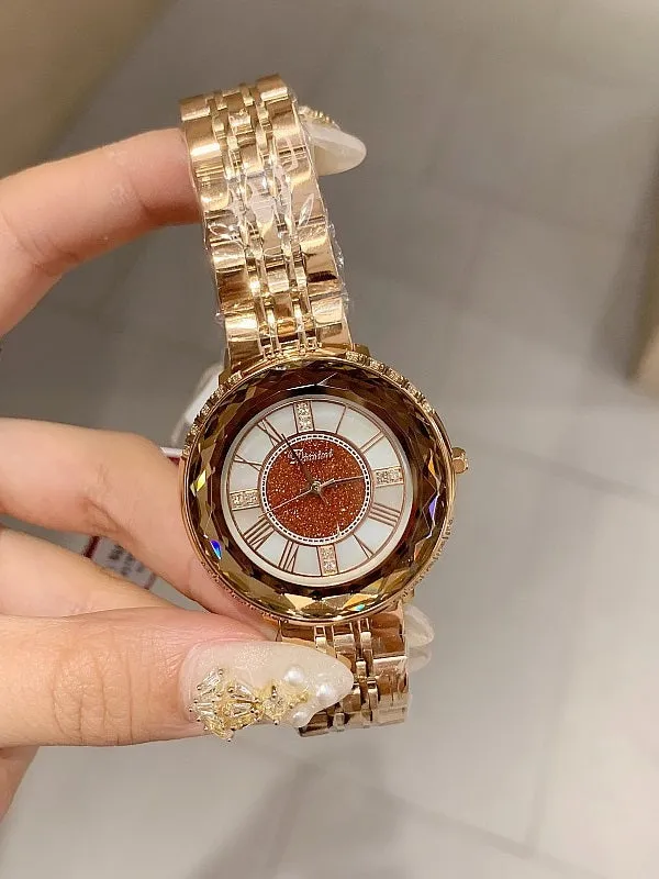 Round Pattern Stainless Steel Women's Watch