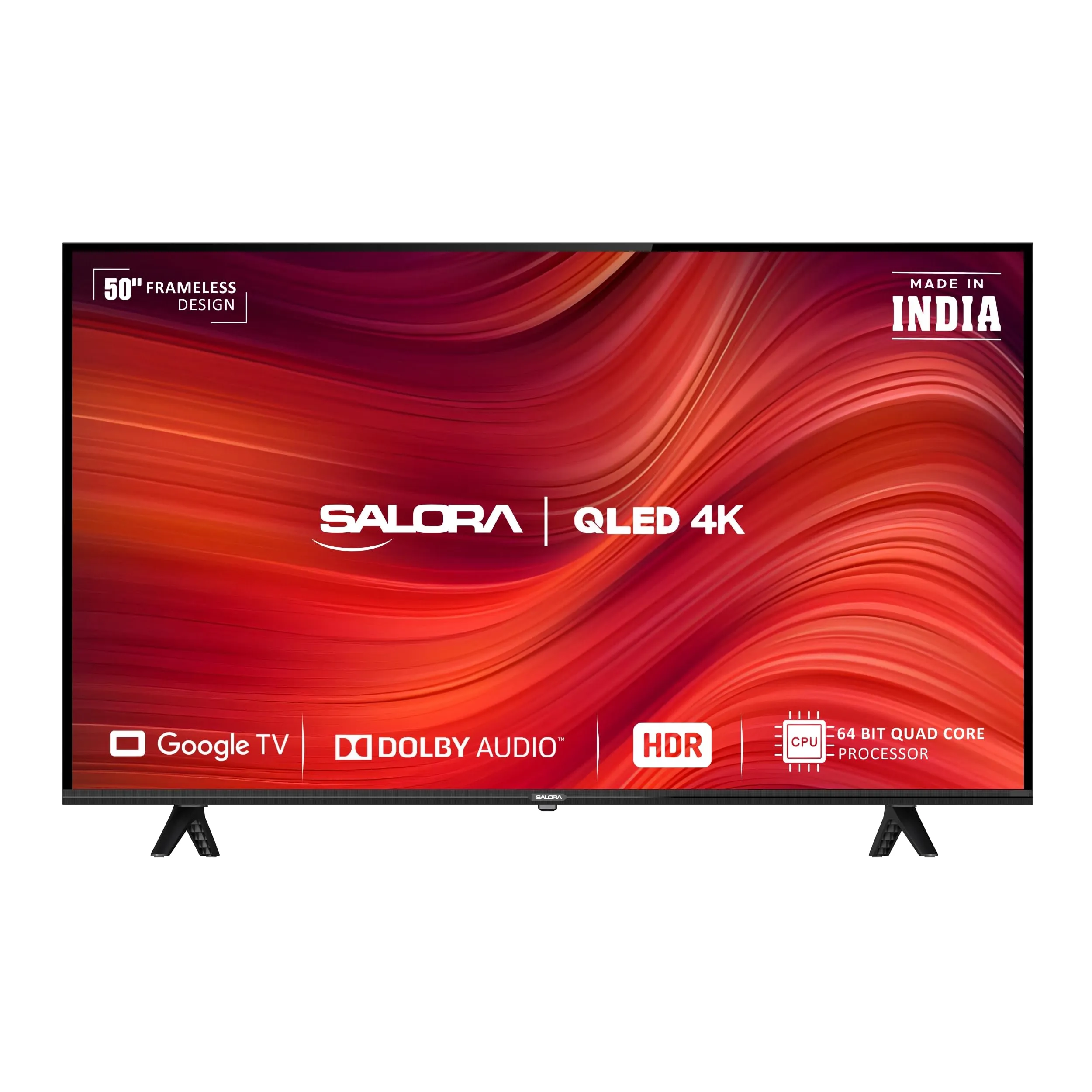 Salora 127 cm (50 inches) QLED 4K Ultra HD Smart Google TV | SLV-3505 GTV (Black) | 4K Display, Powerful 20W Dolby Audio, Google Assistant & Voice Control Remote