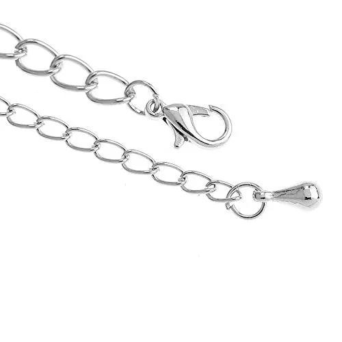 Silver Tone Lobster Clasp Link Chain Bracelet W/extender Chain 18cm(7 1/8) Long