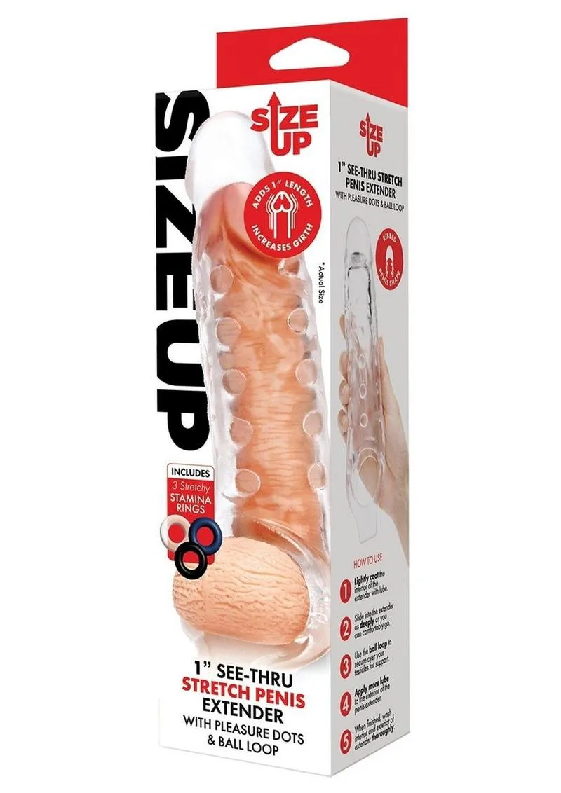 Size Up Studded Clear View Penis Extender with Ball Loop