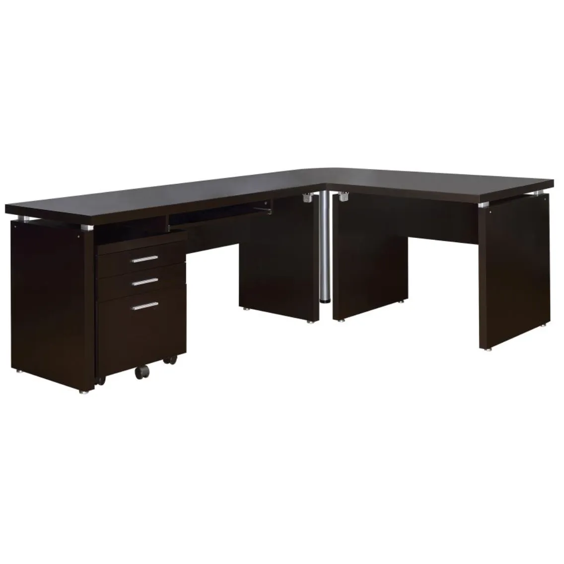 Skylar 2-piece Home Office Set L-Shape Desk with File Cabinet Cappuccino