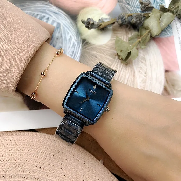 Square Pattern Stainless Steel Strap Women's Watch