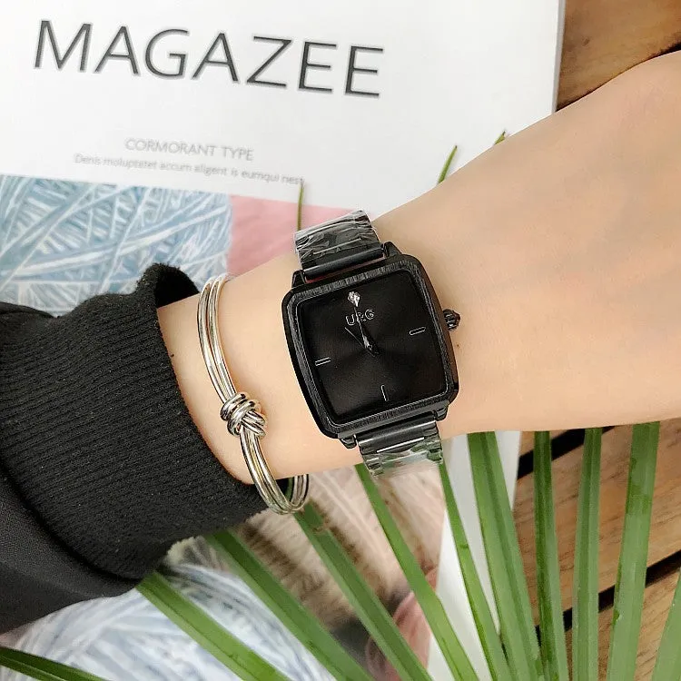 Square Pattern Stainless Steel Strap Women's Watch