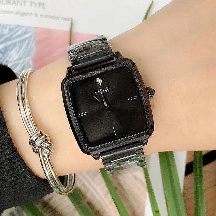 Square Pattern Stainless Steel Strap Women's Watch