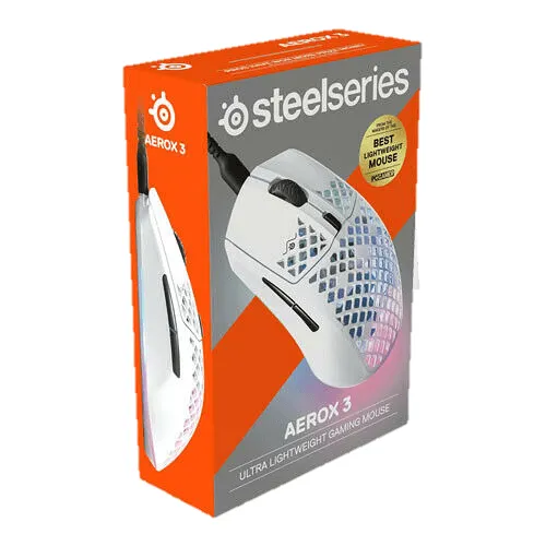 SteelSeries Aerox 3 Gaming Wireless Mouse Optical Lightweight Snow White Edition RGB