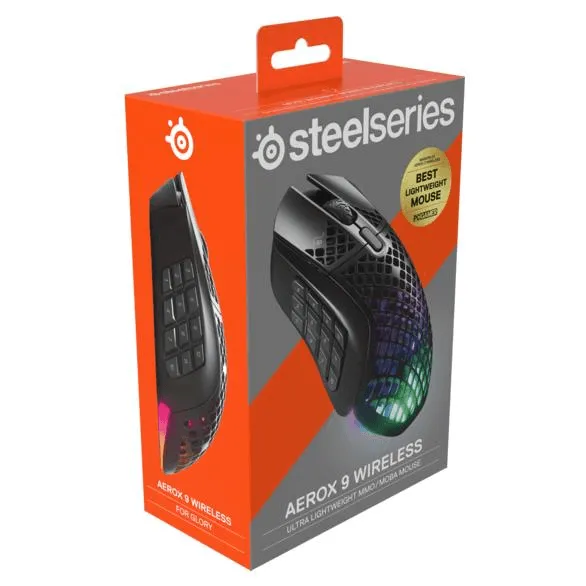 SteelSeries Aerox 9 Gaming Wireless Mouse Ultra Lightweight Black RGB Lights