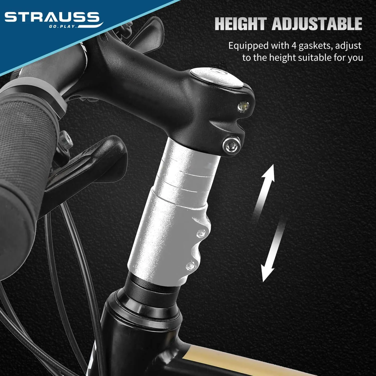 STRAUSS Cycle Handlebar | Cycle Heads Up Stem Riser Adaptor | Cycle Handle Extension | Cycle Accessories | Adjustable Cycle Handle Bar Stem Raiser | Enhanced Control and Stability, (Silver)