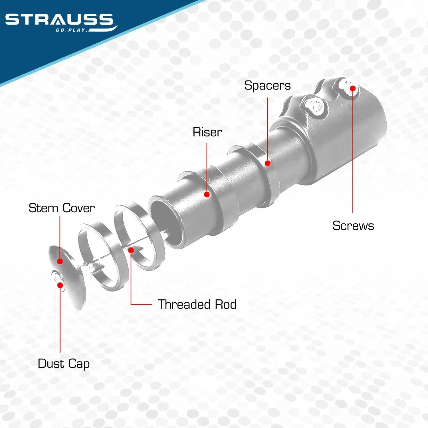 STRAUSS Cycle Handlebar | Cycle Heads Up Stem Riser Adaptor | Cycle Handle Extension | Cycle Accessories | Adjustable Cycle Handle Bar Stem Raiser | Enhanced Control and Stability, (Silver)