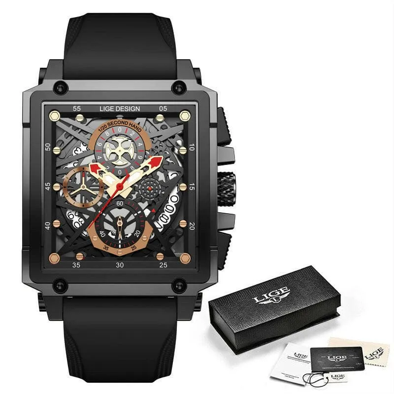 Stylish Square Multifunction Chronograph 30m Waterproof Watch