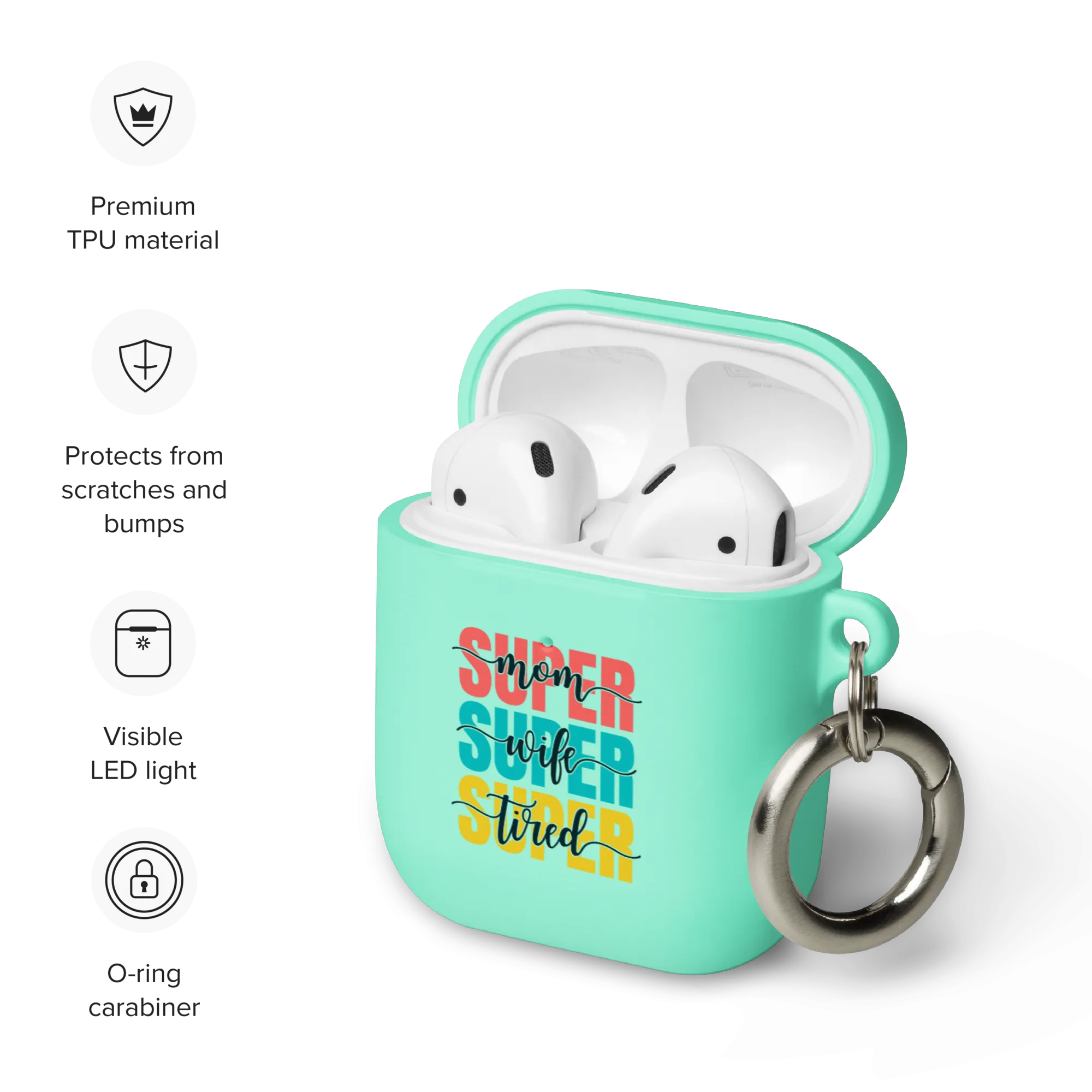 Super Tired Mom Rubber Case for AirPods® by laurameghan