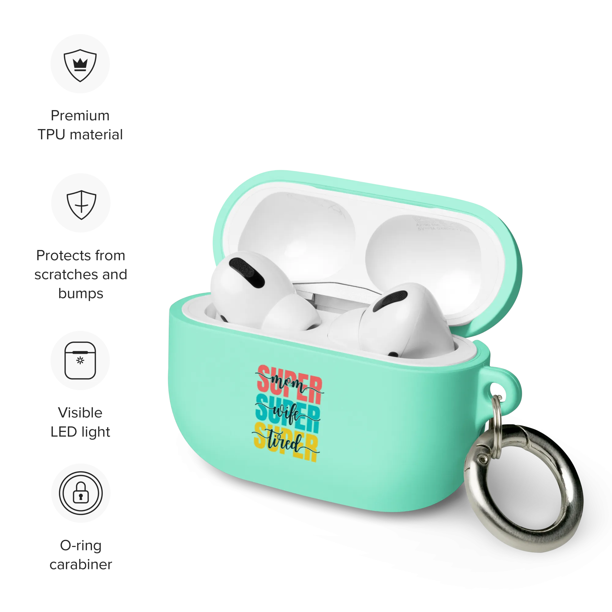 Super Tired Mom Rubber Case for AirPods® by laurameghan