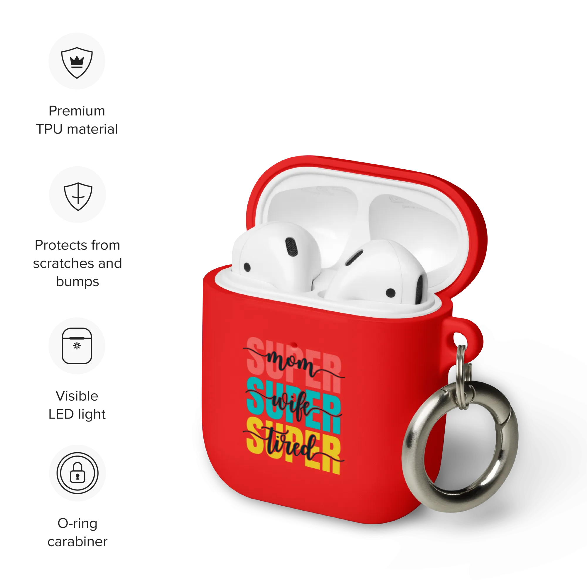 Super Tired Mom Rubber Case for AirPods® by laurameghan