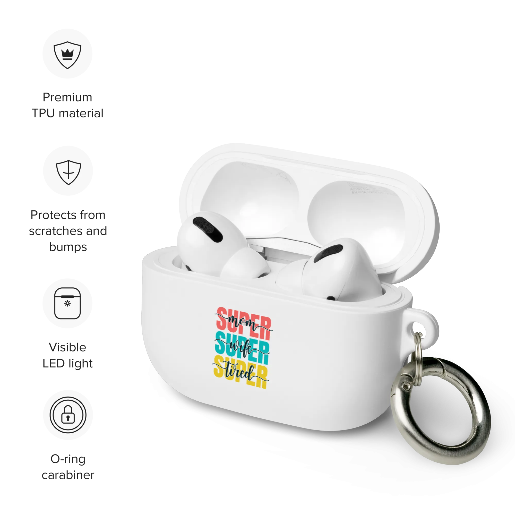 Super Tired Mom Rubber Case for AirPods® by laurameghan