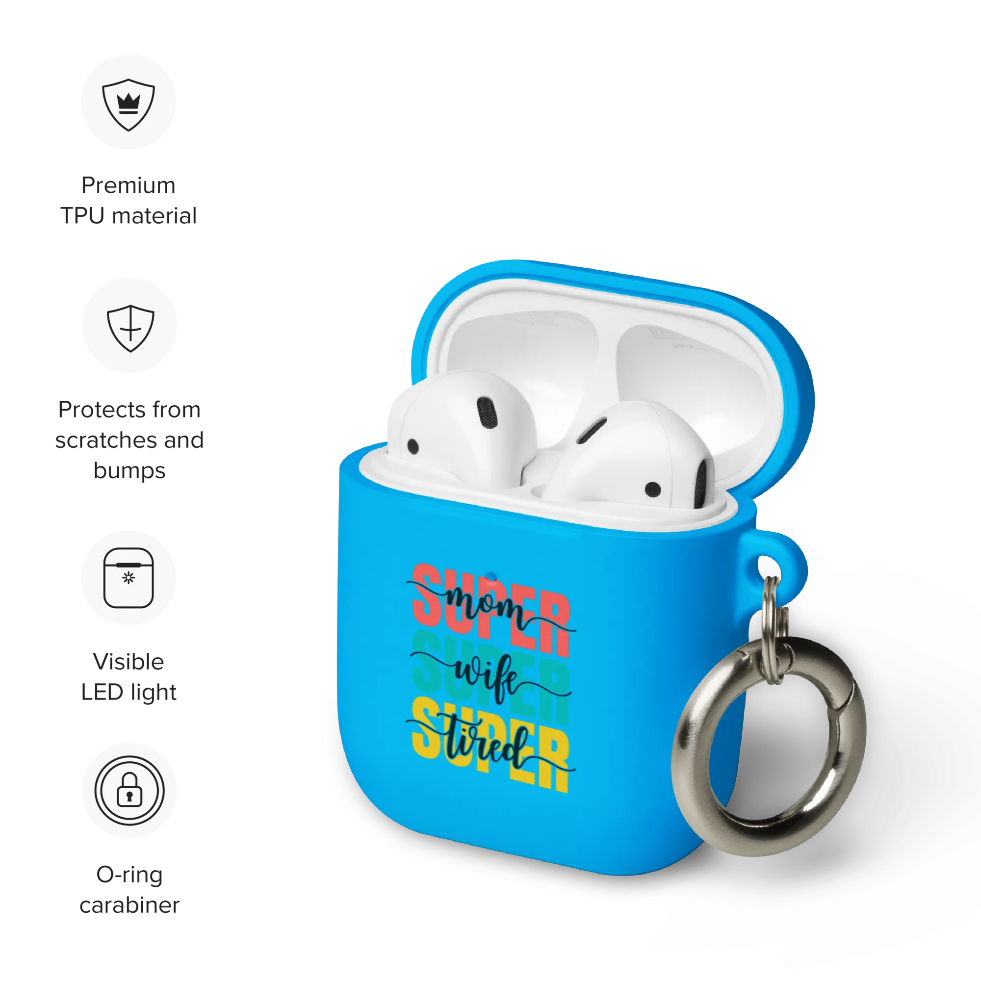 Super Tired Mom Rubber Case for AirPods® by laurameghan