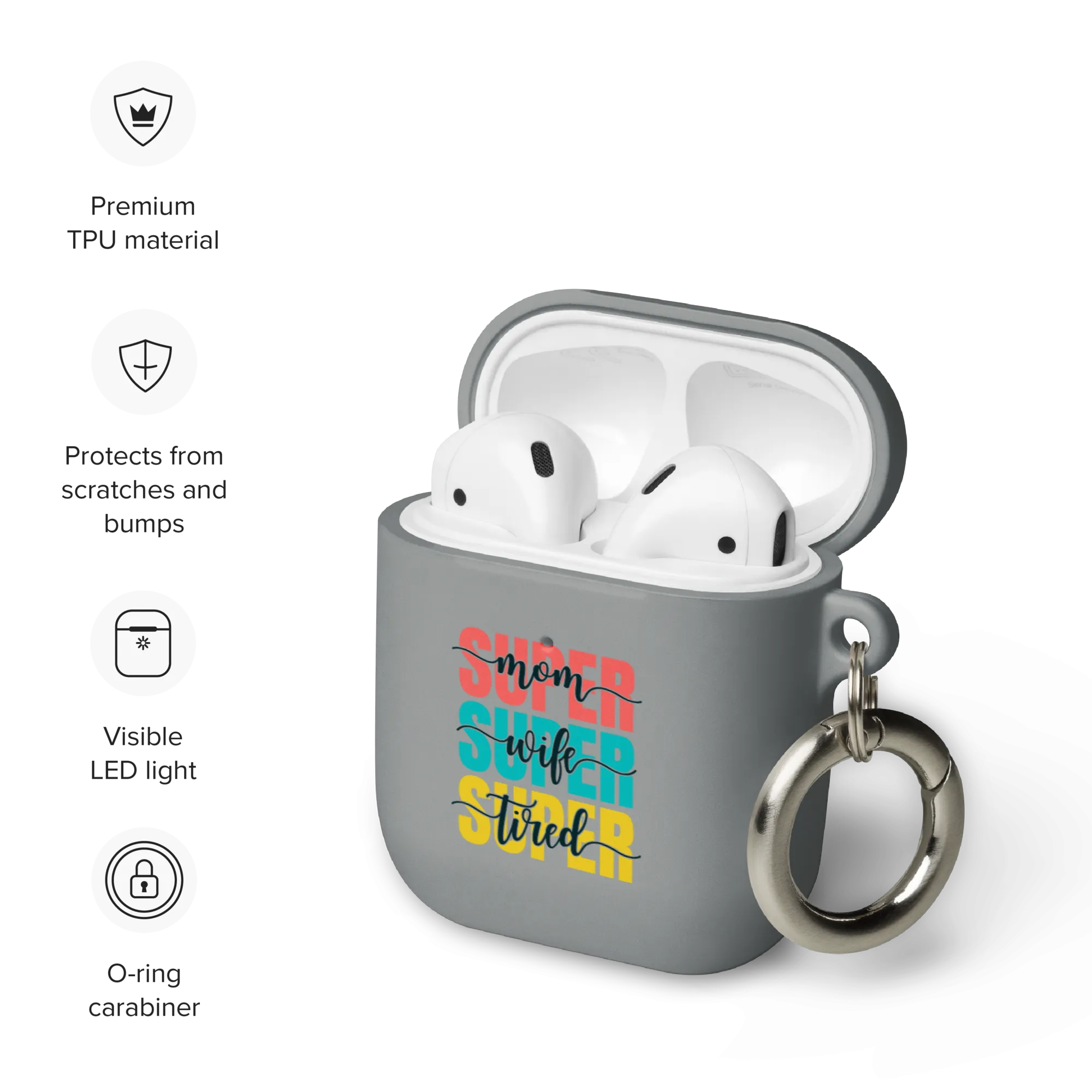 Super Tired Mom Rubber Case for AirPods® by laurameghan