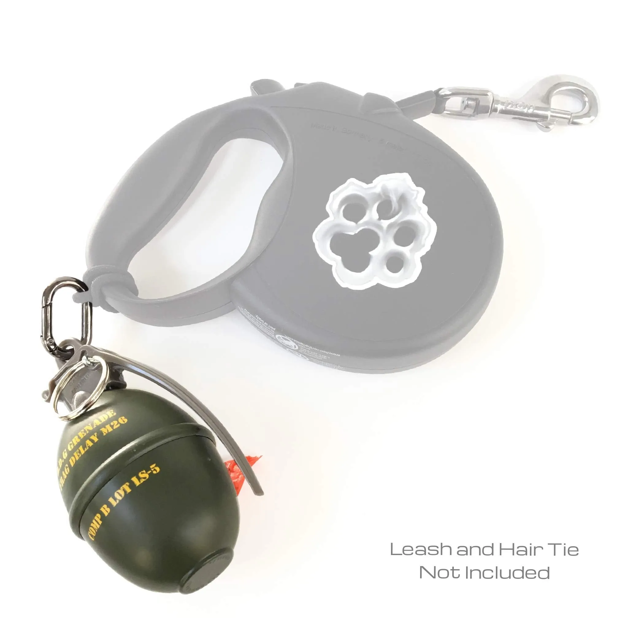 Tactical Poop Bag Holder Dispenser with Carabiner - Grenade Style, 1 Count