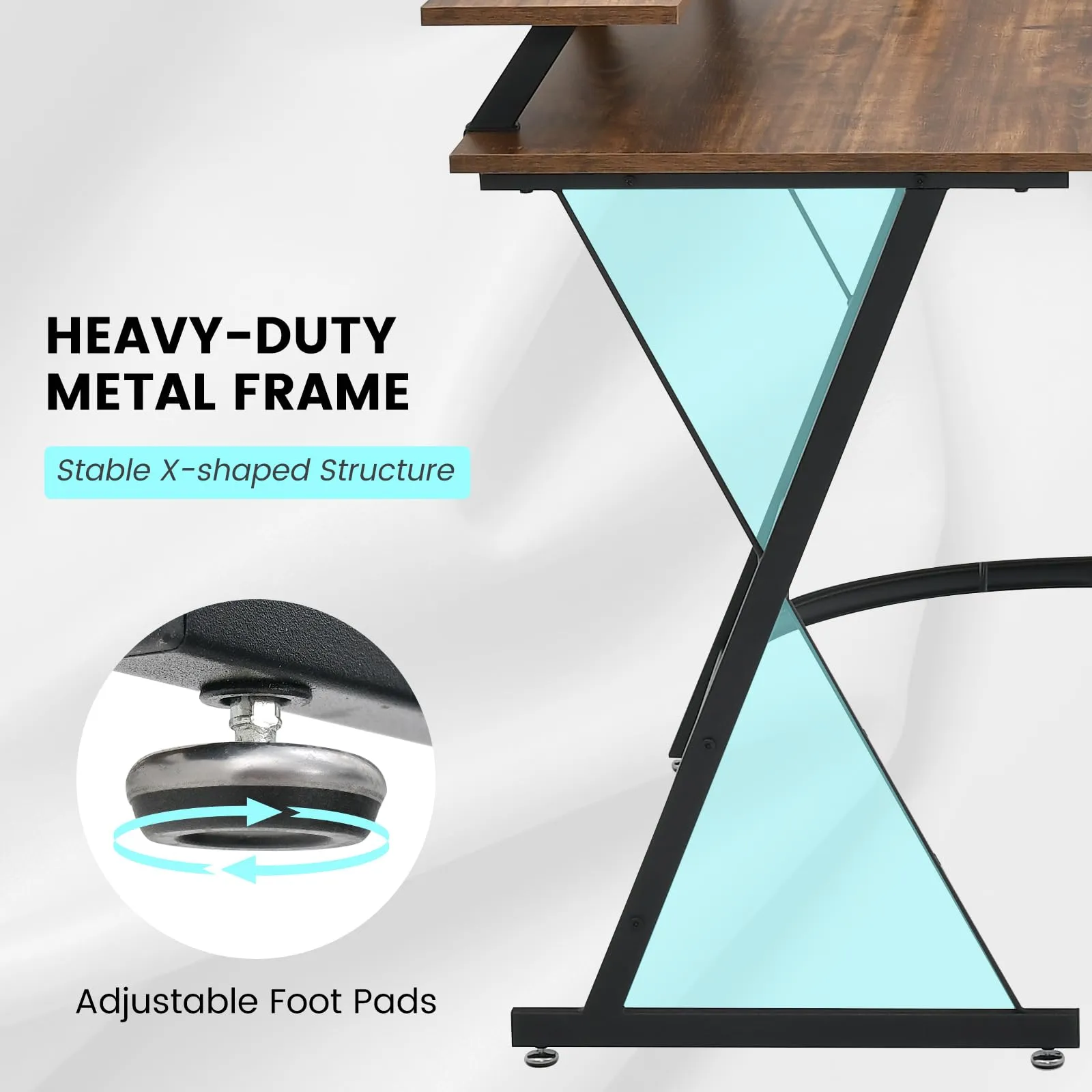 Tangkula L-Shaped Computer Desk with Power Outlet, 51" Corner Computer Workstation with Monitor Stand