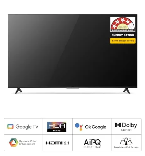 TCL 126 cm (50 inches) Bezel-Less Full Screen Series Ultra HD 4K Smart LED Google TV 50P635 Pro (Black)