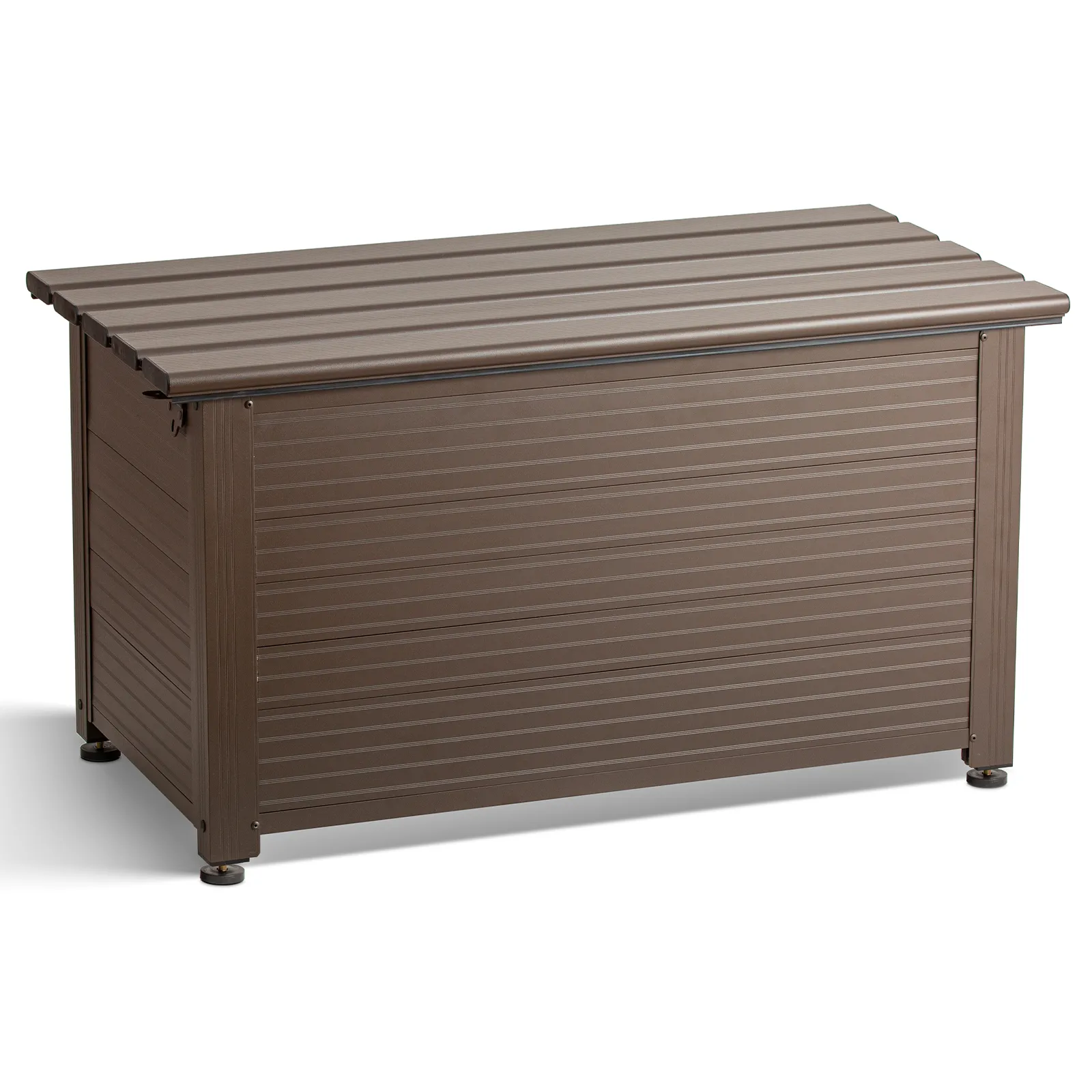 TECSPACE Aluminum Deck Box Brown, Firm Aluminum Deck Box-Organization, Indoor and Outdoor Storage box for Patio Furniture Cushions