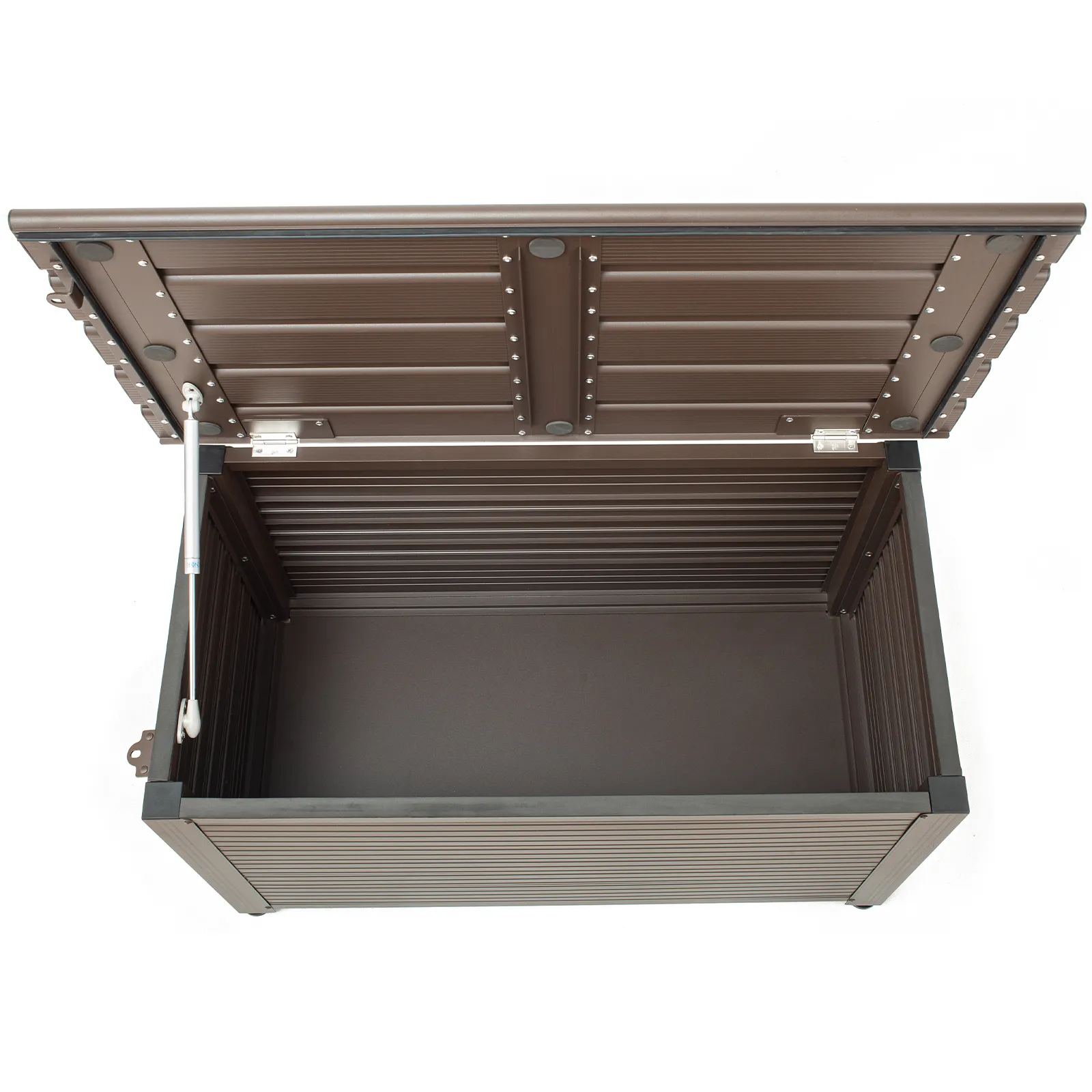 TECSPACE Aluminum Deck Box Brown, Firm Aluminum Deck Box-Organization, Indoor and Outdoor Storage box for Patio Furniture Cushions