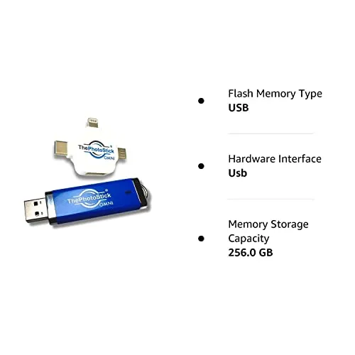 ThePhotoStick® Omni 256GB - Secure Photo & Video Backup and Transfer | USB & Multiport Connection | Integrated Software | Portable Memory | External Storage | File Save & Transfer