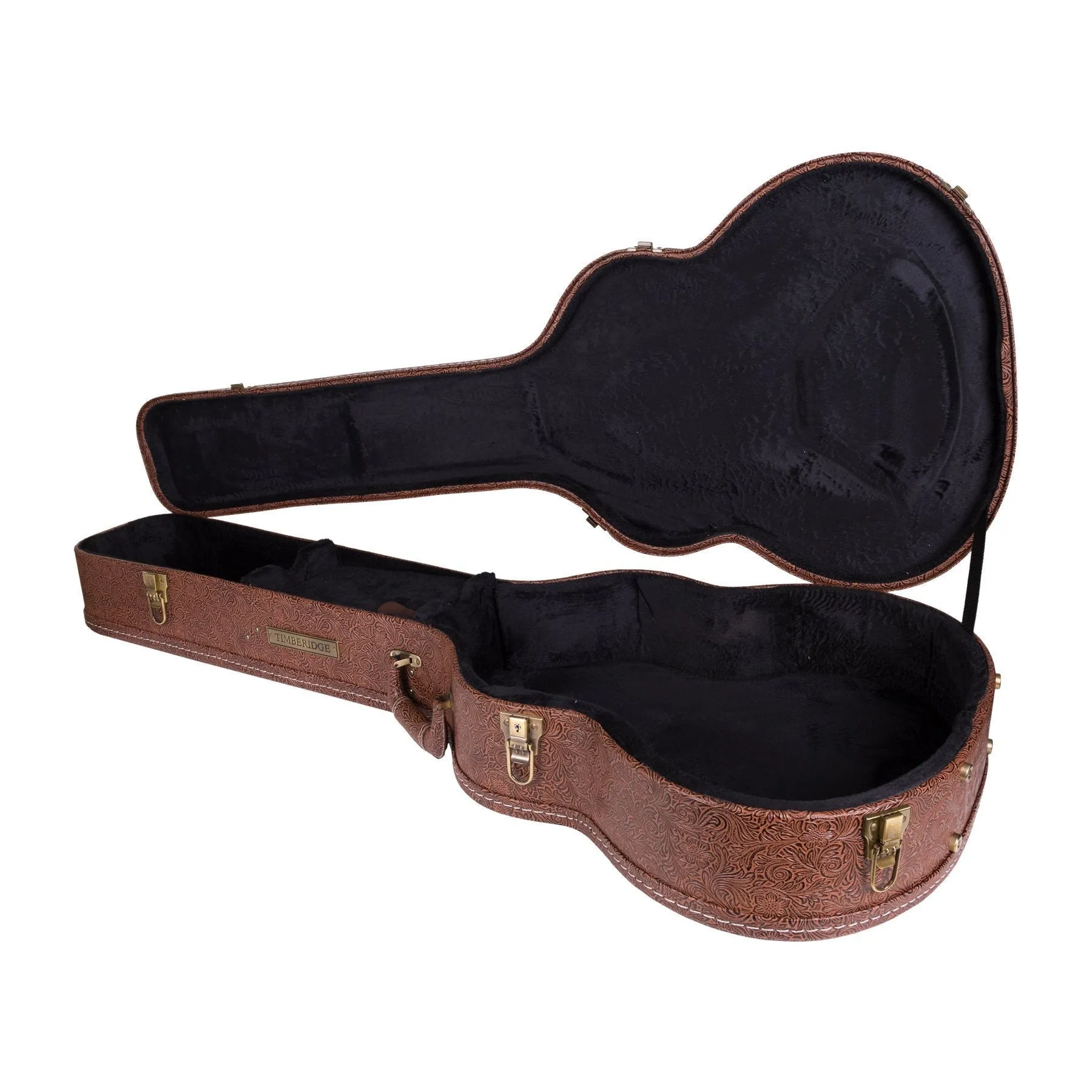 Timberidge Deluxe Shaped Acoustic Bass Guitar Hard Case (Paisley Brown)