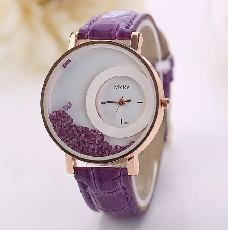 Time to Shine! Oversize Wrist Watch with Floating Crystals