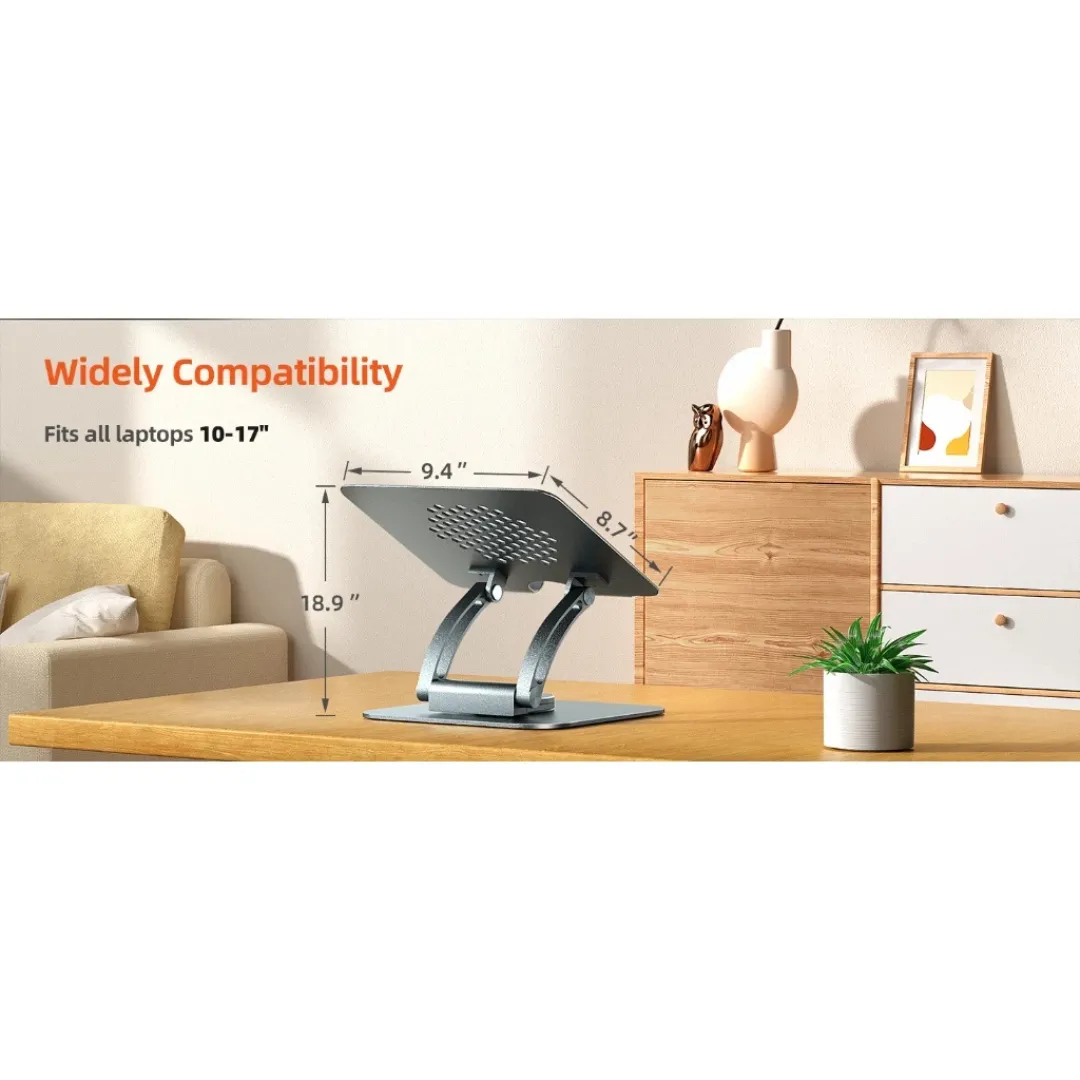 TOUNEE LS16A Swivel Laptop Stand for Desk, Adjustable Computer Stand Laptop Holder with 360° Rotating Base, All Laptop 10-16"